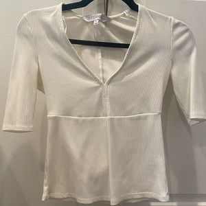 White Intermix Mid Sleeve Top